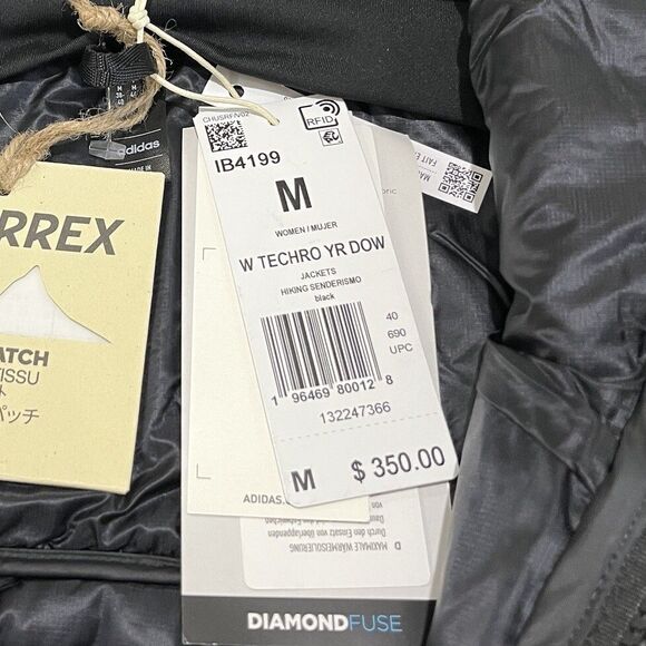 Adidas Terrex Women's Lite Down Hooded Puffer Jacket Black IB4199 Women’s Size M - Picture 9 of 9